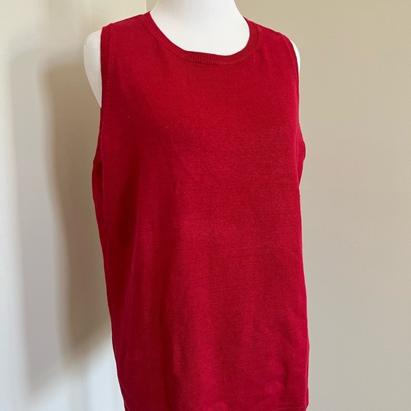 NWT Ann Taylor Red Linen Blend Sleeveless Crew Neck Sweater Size Large - Picture 6 of 10